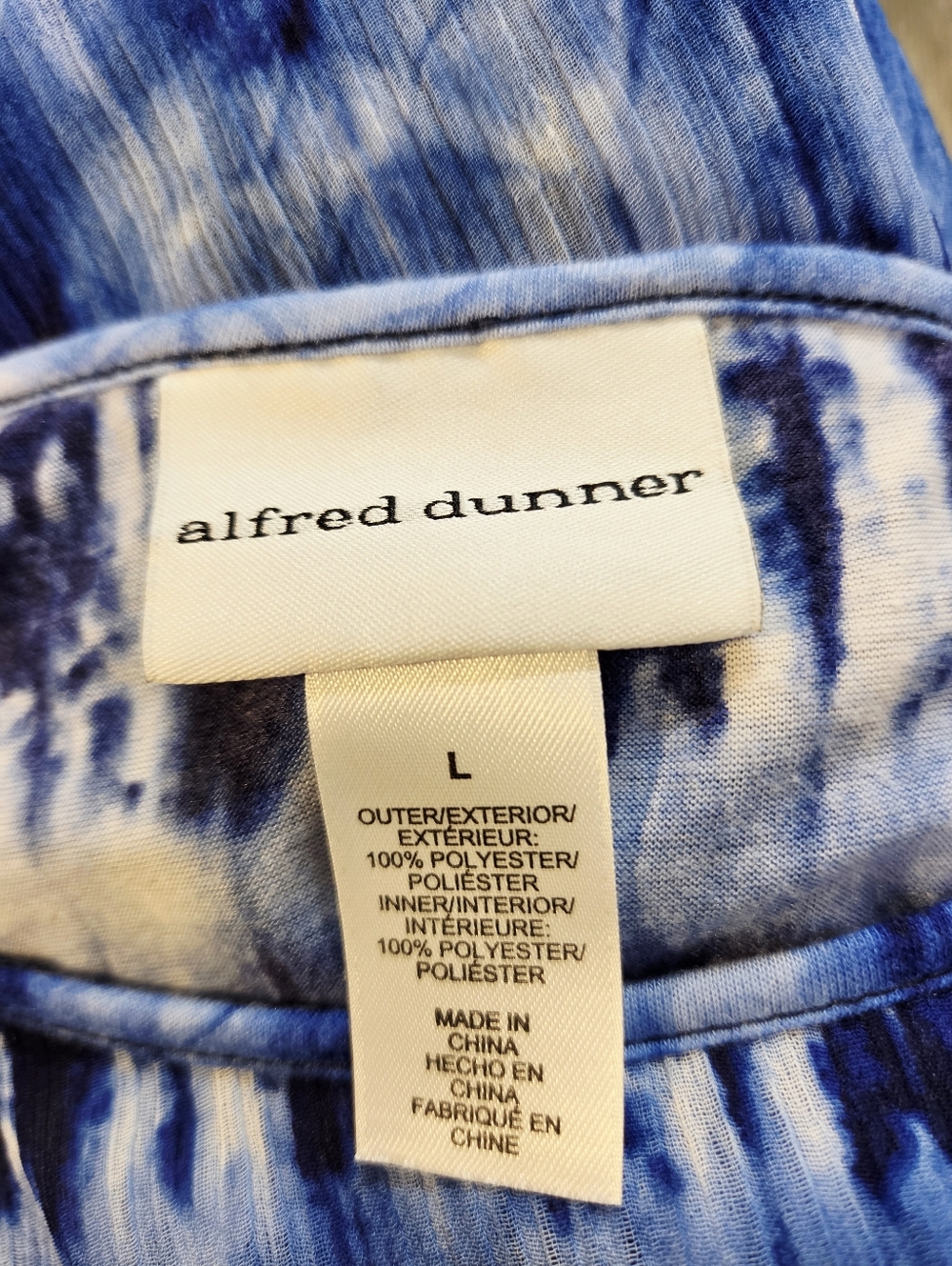 Alfred Dunner Blue Tie-Dye Flowy Top, Size Large - Picture 9 of 9